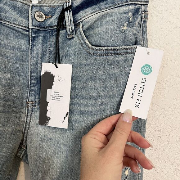 NWT Stitch Fix Studio Blue Raya Mid Rise Cigarette Straight Leg Jeans Women 27 - Picture 6 of 9